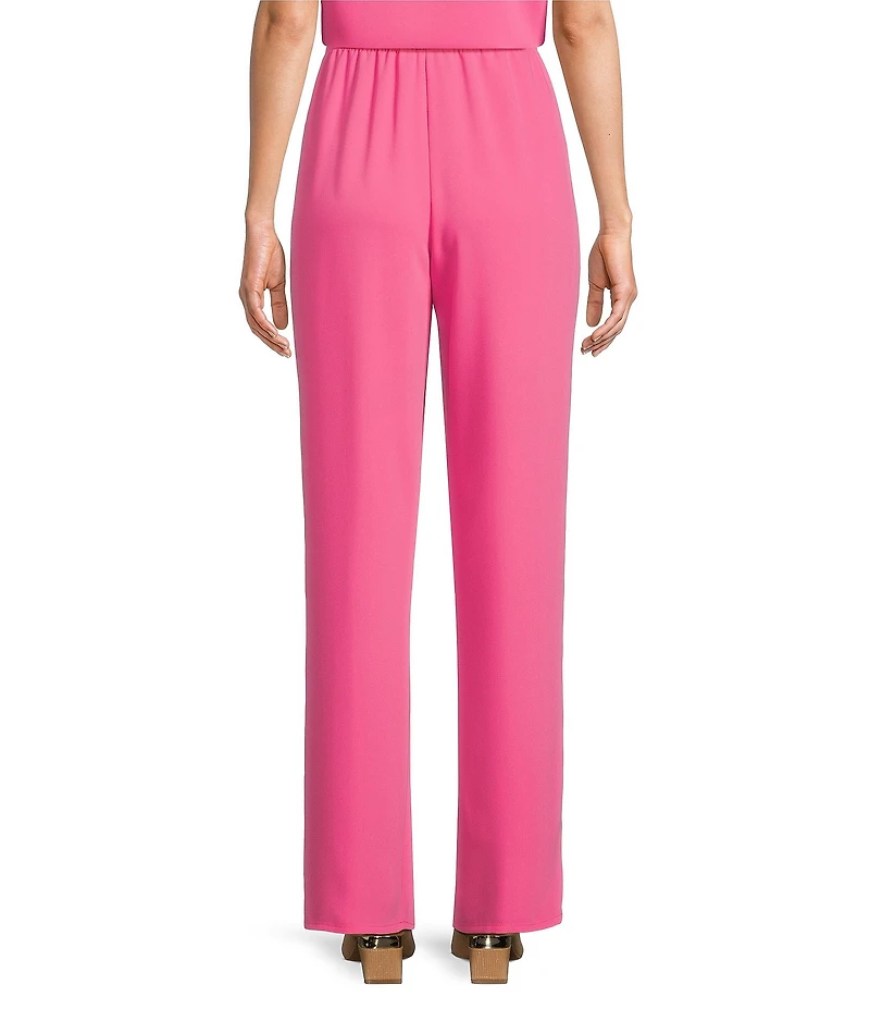 Caroline Rose Matte Crepe Pull-On Straight Leg Pants