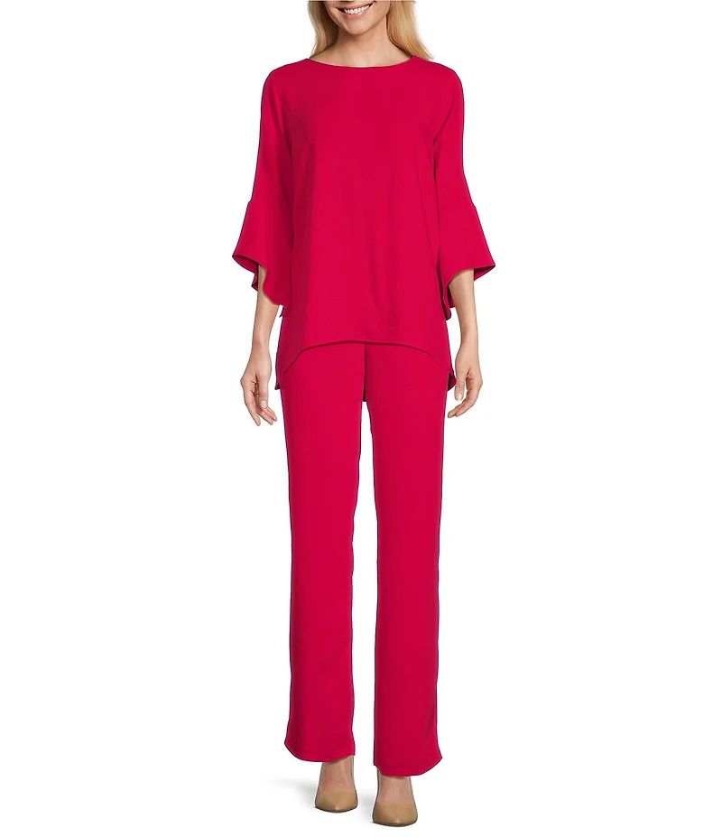 Caroline Rose Matte Crepe Pull-On Straight Leg Pants