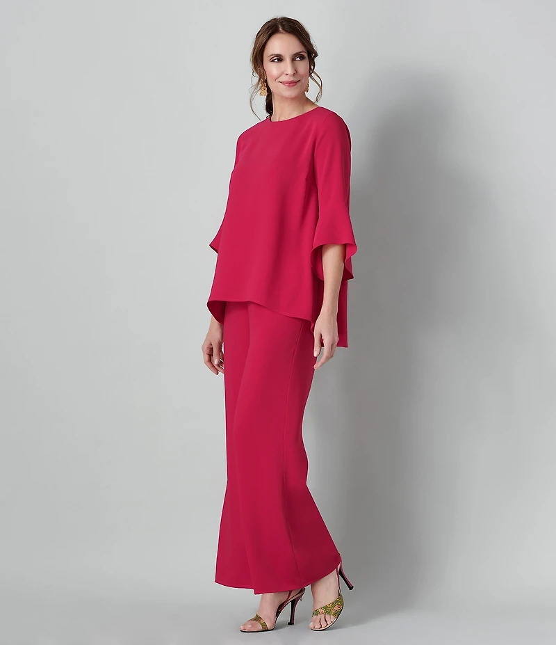 Caroline Rose Matte Crepe Pull-On Straight Leg Pants