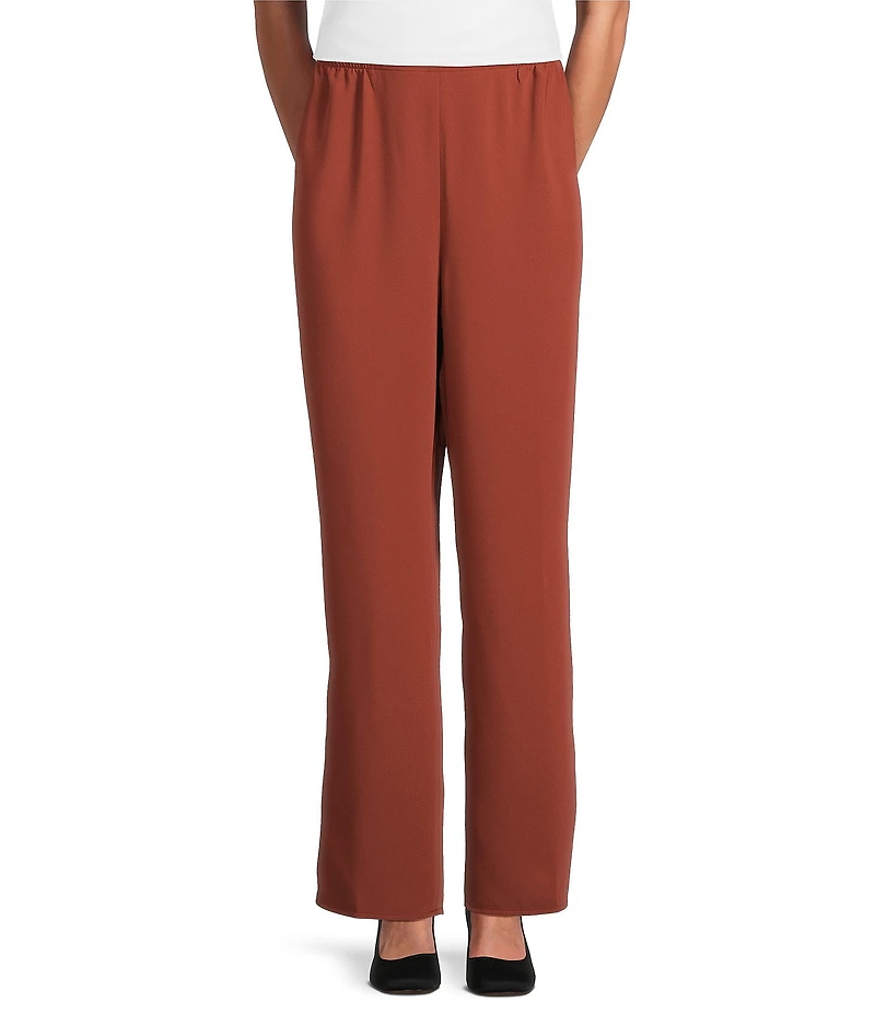Caroline Rose Matte Crepe Pull-On Straight Leg Pants