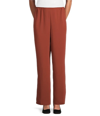 Caroline Rose Matte Crepe Pull-On Straight Leg Pants