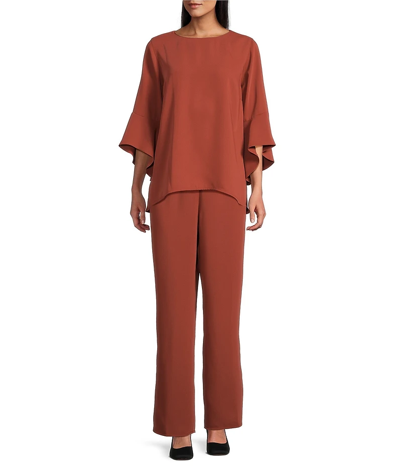 Caroline Rose Matte Crepe Pull-On Straight Leg Pants