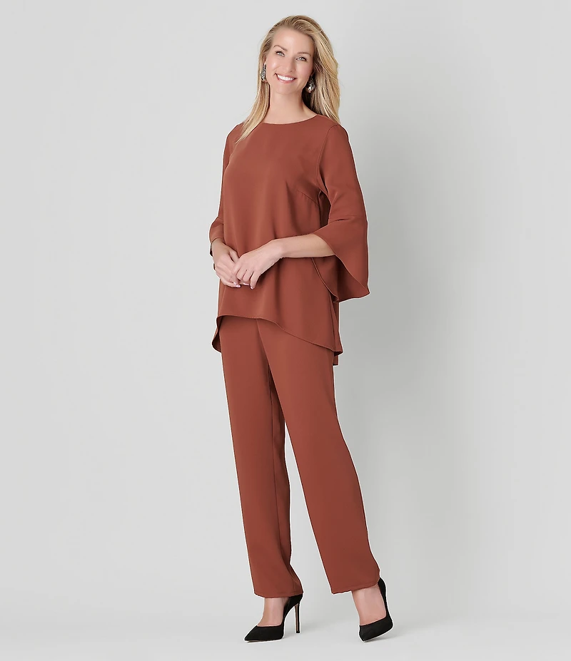 Caroline Rose Matte Crepe Pull-On Straight Leg Pants