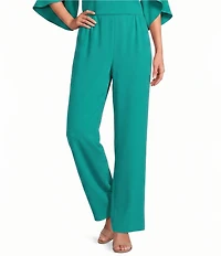 Caroline Rose Matte Crepe Pull-On Straight Leg Pants