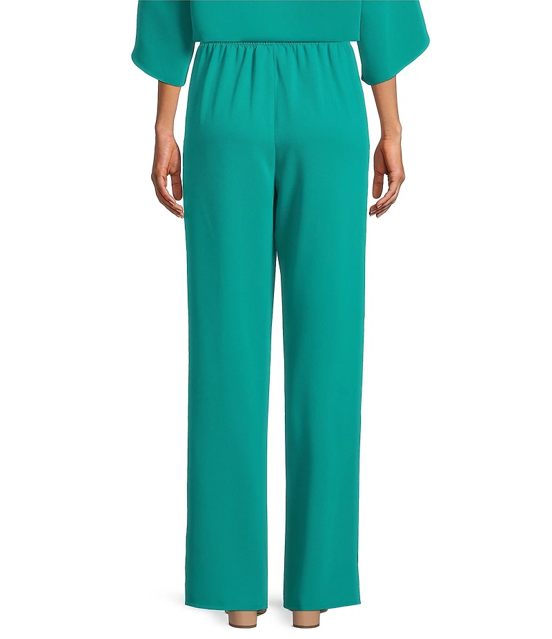 Caroline Rose Matte Crepe Pull-On Straight Leg Pants