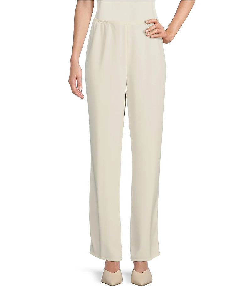 Caroline Rose Matte Crepe Pull-On Straight Leg Coordinating Pants