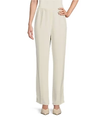 Caroline Rose Matte Crepe Pull-On Straight Leg Coordinating Pants