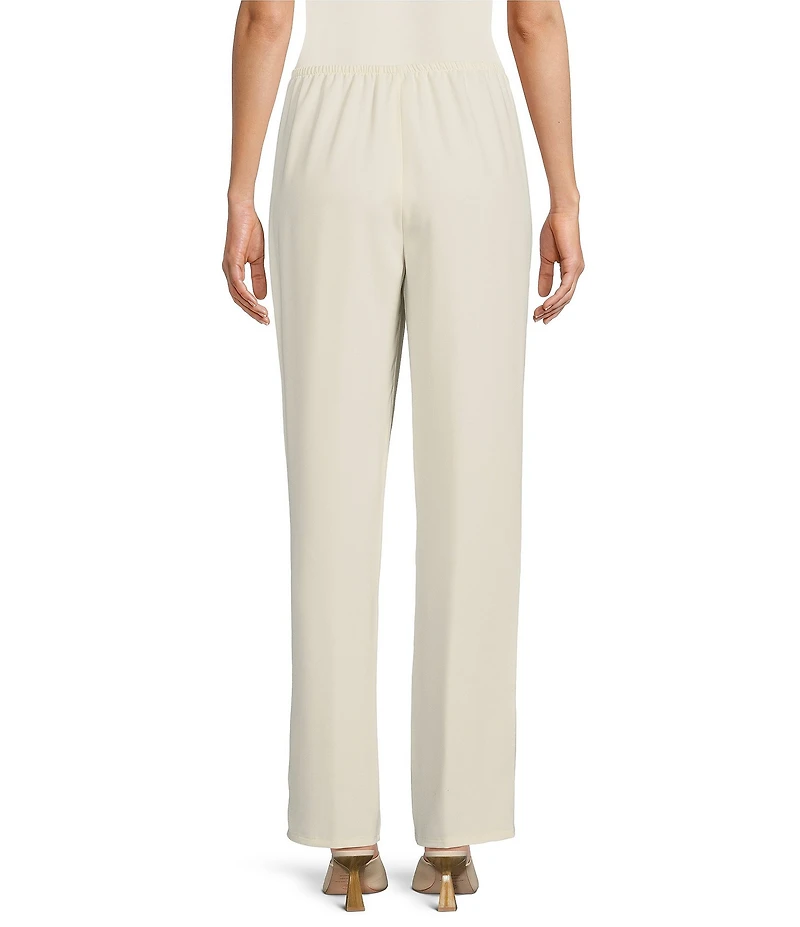 Caroline Rose Matte Crepe Pull-On Straight Leg Pants