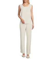 Caroline Rose Matte Crepe Pull-On Straight Leg Pants