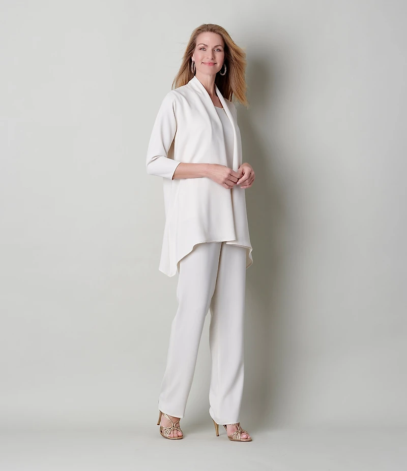 Caroline Rose Matte Crepe Pull-On Straight Leg Pants