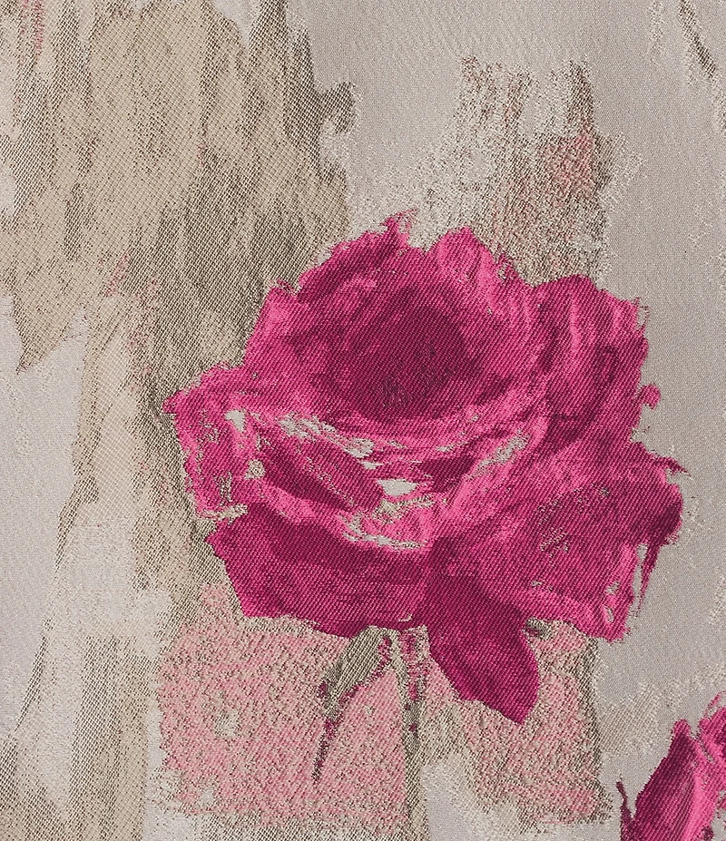 Caroline Rose Romantic Rose Jacquard Notched Collar 3/4 Sleeve Open-Front Coordinating Statement Jacket