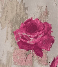 Caroline Rose Romantic Rose Jacquard Notched Collar 3/4 Sleeve Open-Front Coordinating Statement Jacket