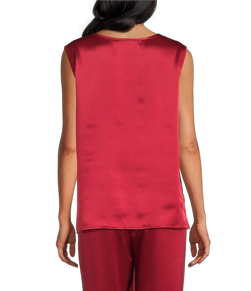 Caroline Rose Soft Satin Scoop Neck Sleeveless Long Coordinating Tank Top
