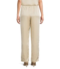 Caroline Rose Soft Satin Coordinating Straight-Leg Pull-On Pants