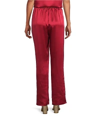 Caroline Rose Soft Satin Coordinating Straight-Leg Pull-On Pants