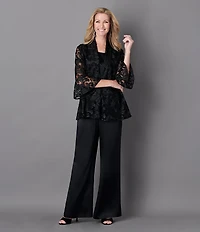 Caroline Rose Soft Satin Wide Leg Pull-On Coordinating Pants