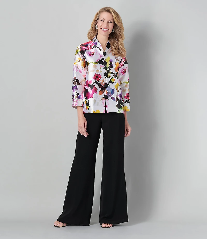 Caroline Rose Soft Satin Wide Leg Pull-On Coordinating Pants