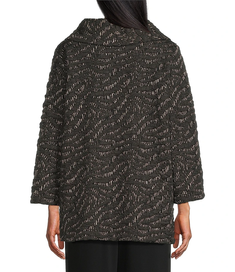 Caroline Rose Texture Knit Cowl Neck 3/4 Sleeve Top