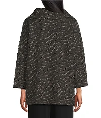 Caroline Rose Texture Knit Cowl Neck 3/4 Sleeve Top