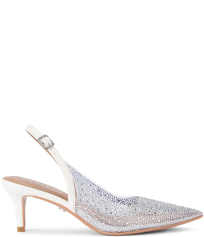 Carvela Lovebird Embellished Vinyl Low Slingback Dress Pumps