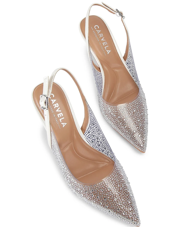 Carvela Lovebird Embellished Vinyl Low Slingback Dress Pumps