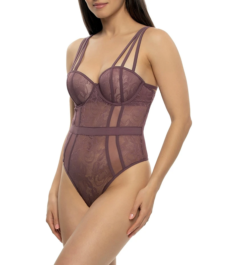 Cassandra Anika Lace Sweetheart Neck Contour Cup Strappy Bodysuit