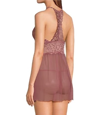 Cassandra Renee Lace Mesh V-Neck Racerback Babydoll Set