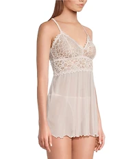 Cassandra Renee Lace Mesh V-Neck Racerback Babydoll Set