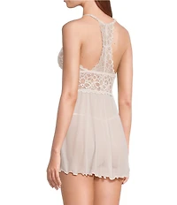 Cassandra Renee Lace Mesh V-Neck Racerback Babydoll Set