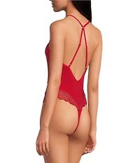 Cassandra Lace Thong Deep V-Neck Sleeveless Teddy