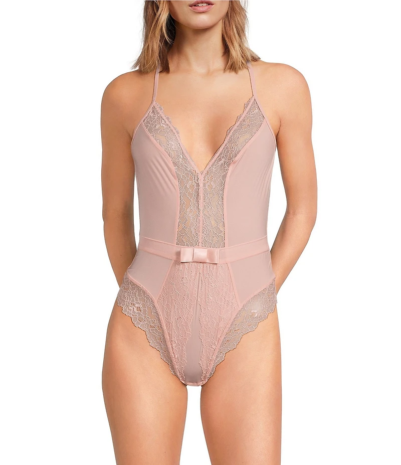 Cassandra Lace Thong Deep V-Neck Sleeveless Teddy