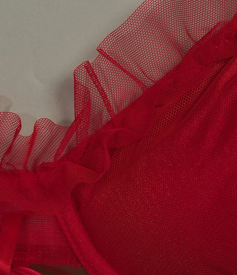 Cassandra Veil Tulle Ruffle Babydoll with Panty