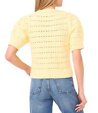 CeCe Chunky Knit V-Neck Short Sleeve Cardigan