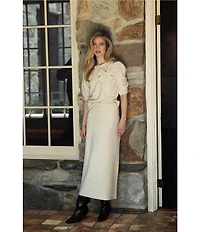 CeCe Coordinating Knit Midi Pencil Skirt