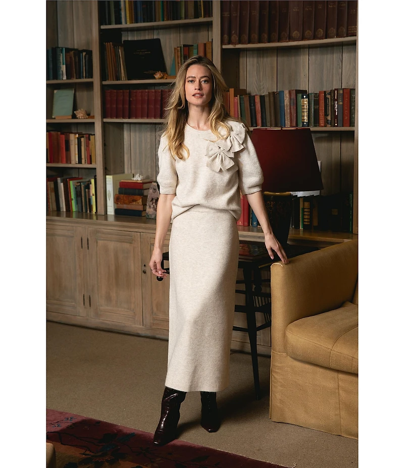 CeCe Coordinating Knit Midi Pencil Skirt