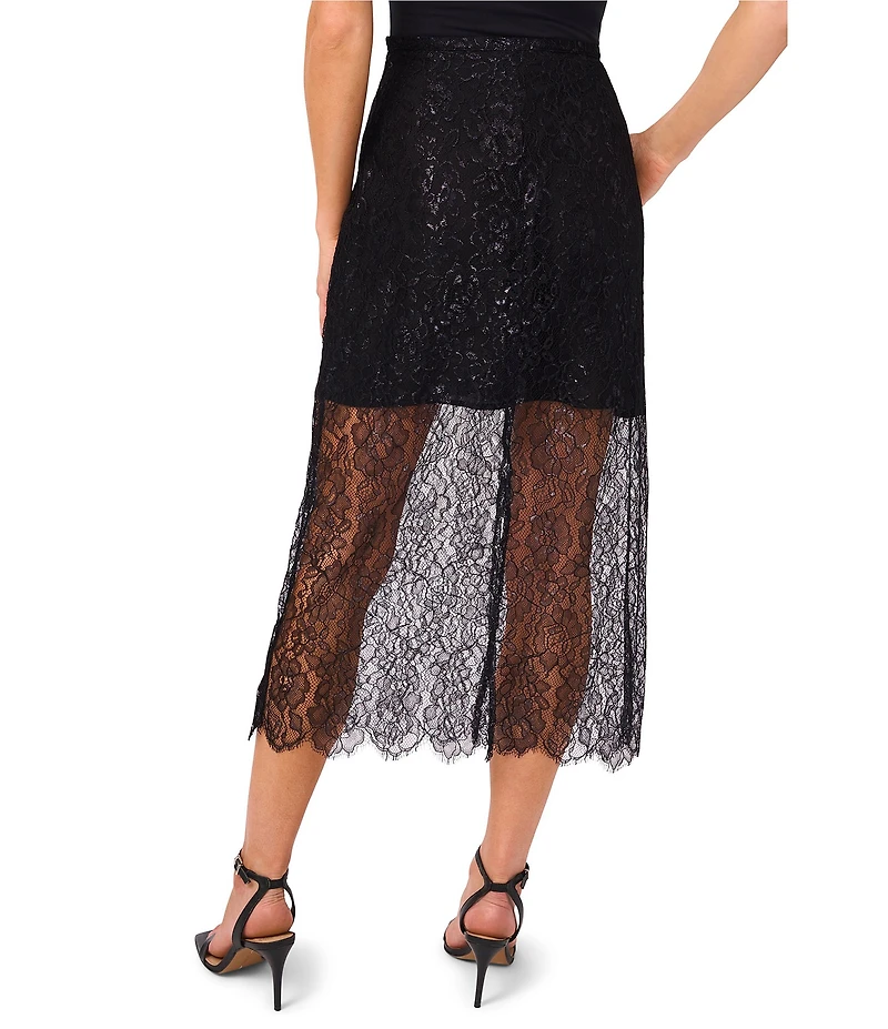 Cece Coordinating Woven Lace Ruffle Midi A-Line Skirt