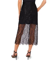 Cece Coordinating Woven Lace Ruffle Midi A-Line Skirt