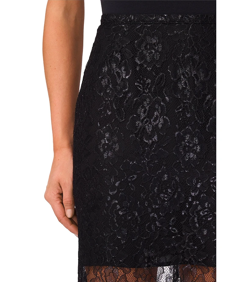 Cece Coordinating Woven Lace Ruffle Midi A-Line Skirt