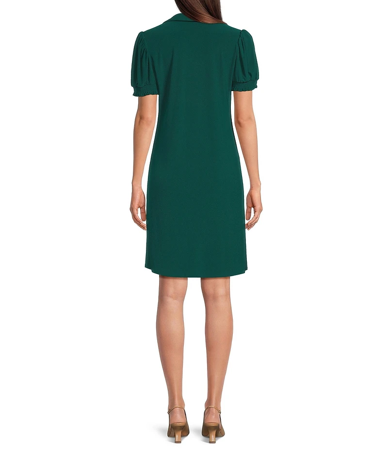 CeCe Crepe Knit Polo Collar Short Sleeve Shift Dress