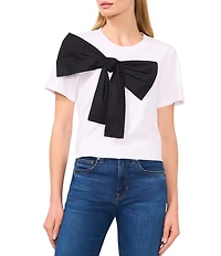 CeCe Crew Neck Short Sleeve Bow Tee