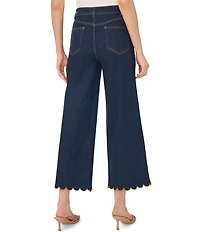 CeCe Wide Leg Cropped Scallop Denim Jeans
