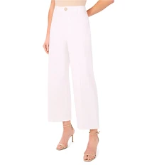 CeCe Denim Wide Leg Pintuck Flower Button Ankle Length Jeans