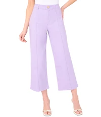 CeCe Denim Wide Leg Pintuck Flower Button Ankle Length Jeans