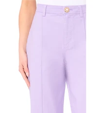 CeCe Denim Wide Leg Pintuck Flower Button Ankle Length Jeans