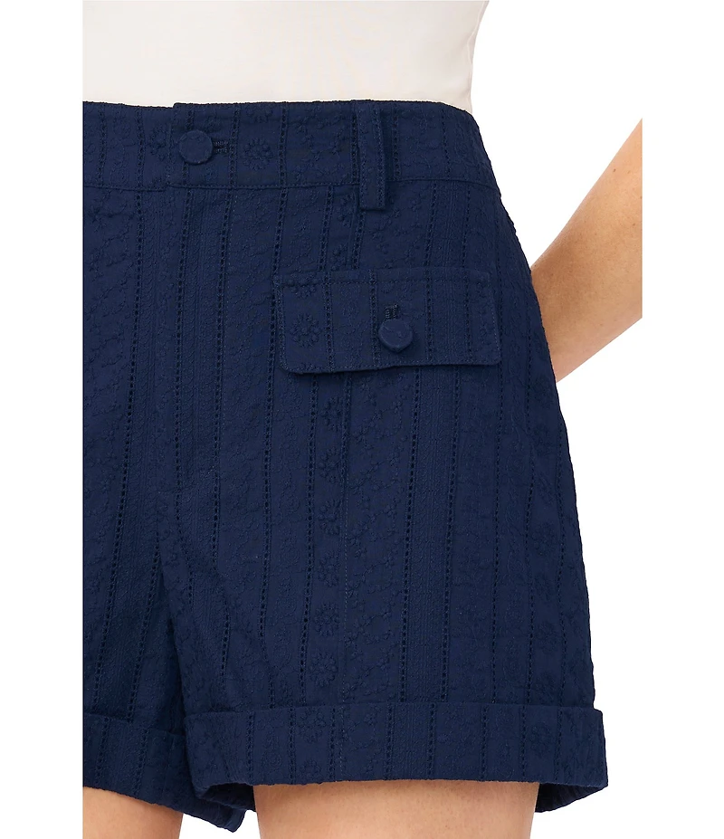 CeCe Embroidered Floral High-Rise Short