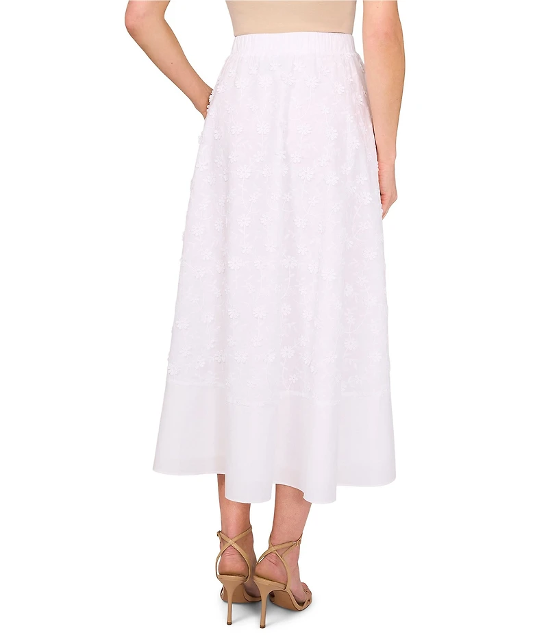 CeCe Floral Embroidered Midi A-Line Skirt