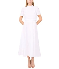 CeCe Floral Embroidered Midi A-Line Skirt
