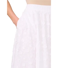 CeCe Floral Embroidered Midi A-Line Skirt