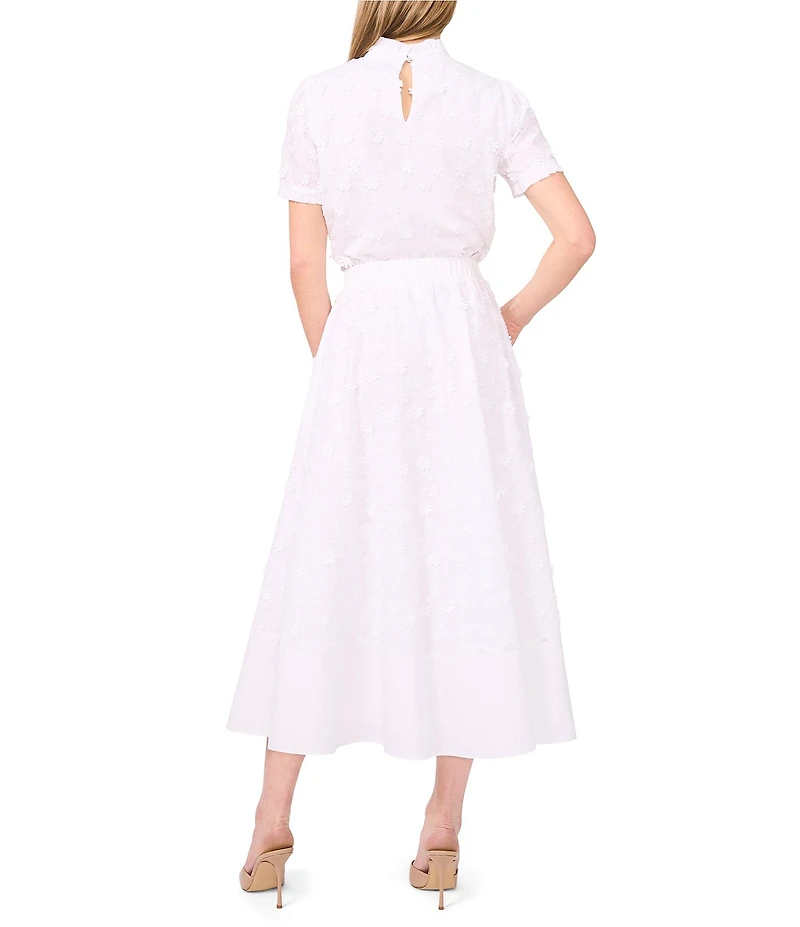 CeCe Floral Embroidered Midi A-Line Skirt