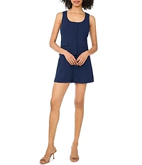 CeCe Floral Embroidered Scoop Neck Sleeveless Vest